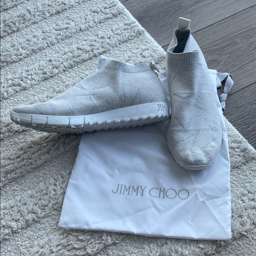 Jimmy Choo Norway white & silver star slip on sneakers